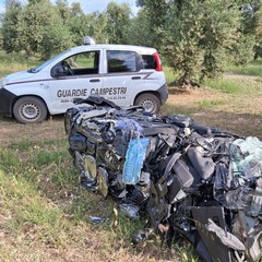 Carcasse automobili compattate-Il ritrovamento delle Guardie Campestri di Ruvo di Puglia