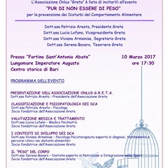 Locandina Evento di presentazione Greta-Bari