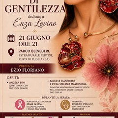 “Fiori di Gentilezza”: a Ruvo una serata di prevenzione, arte e solidarietà in ricordo di Enza Lovino