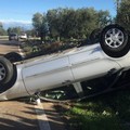 Paura sulla strada Molfetta-Ruvo: auto capovolta sulla carreggiata