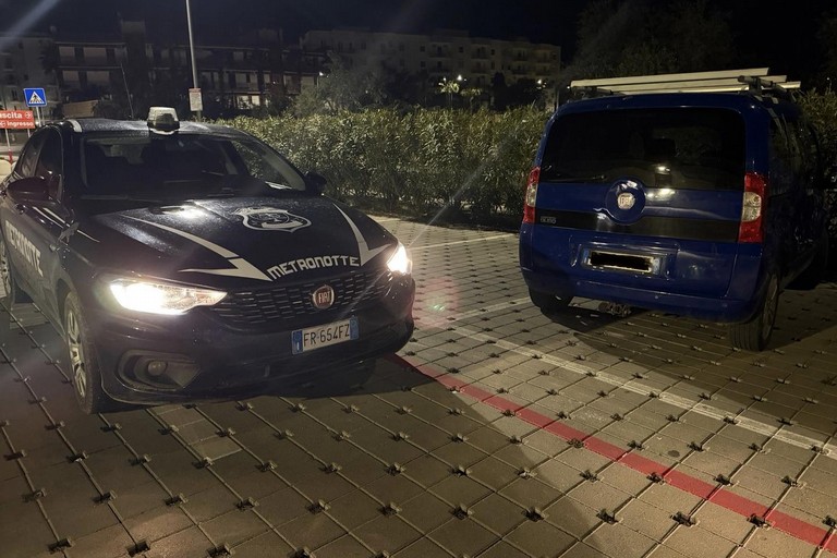 Il Fiat Qubo ritrovato dalla Metronotte