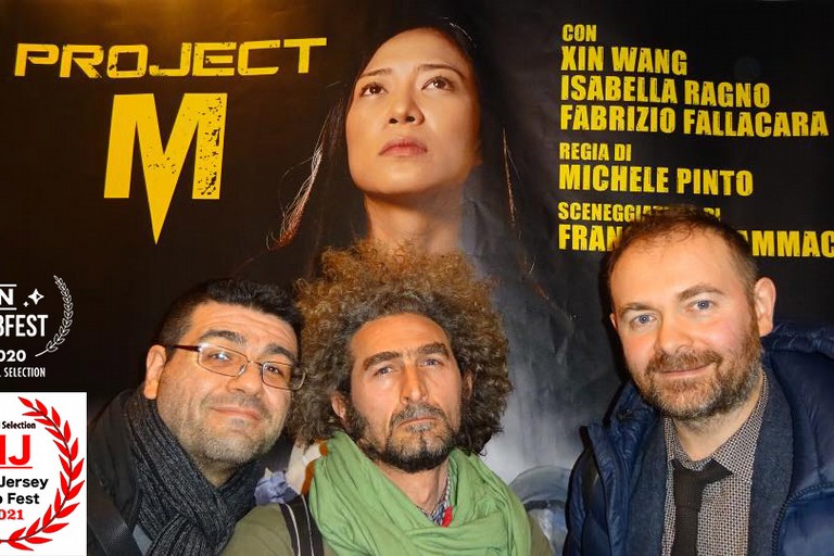 Il produttore Felice Caiati, l'attore Fabrizio Fallacara e il regista Michele Pinto