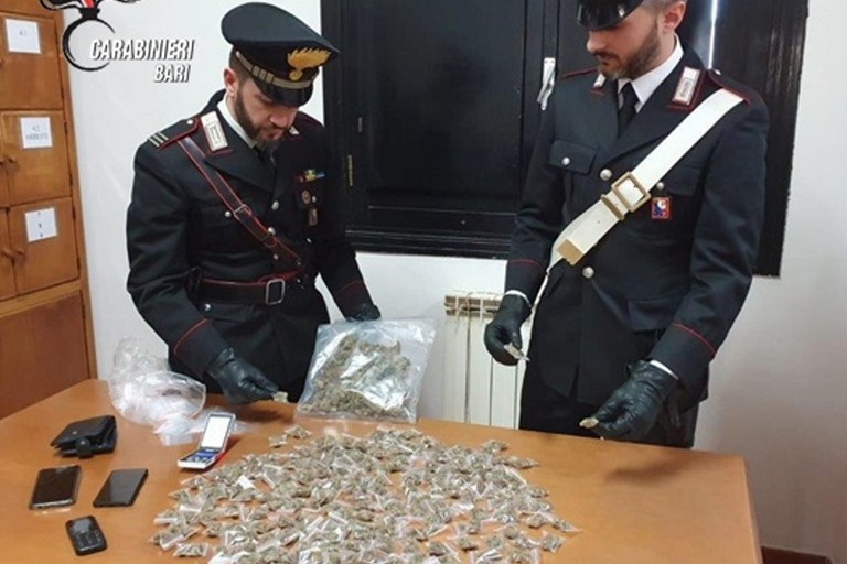 La droga sequestrata dai Carabinieri